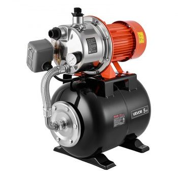 1.6 HP Shallow Well Pump with Pressure Tank, 120V 1320 GPH, Stainless Steel Irrigation Jet Pump with 5-Gal Tank, Automatic Water Booster System, 20/40 PSI Pressure Switch, for Home Garden Lawn