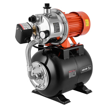 1.6 HP Shallow Well Pump with Pressure Tank, 120V 1320 GPH, Stainless Steel Irrigation Jet Pump with 5-Gal Pressure Tank, Automatic Water Booster System, for Home Garden Lawn, Potable Water