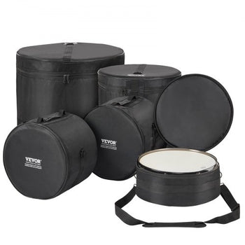 5-Piece Drum Bag Kit, Durable 1680D Oxford Material, Cushioned Cases with 1.5m Removable Shoulder Strap and Carry Handles, Collapsible, Fits 22'' Bass, 12''/13''/16'' Toms, 14'' Snare
