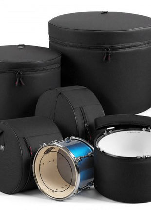5-Piece Drum Case Set, 600D, Padded Drum Bags for 22 in Bass, 12/13/16 in Tom, 14 in Snare, Thick Padding, Lightweight Protective Covers Travel Storage Cases, for Drums Accessories Protection