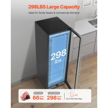298 LBS Dry Aging Fridge for Steaks, Dry Ager Refrigerator for Meat with Precise Temperature & Humidity Control, Freestanding & Built-in Beef Aging Machine for Home Kitchen Restaurant Hotel