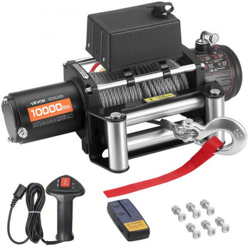 Electric Winch, 10000 lbs Load Capacity, 12V DC Truck Winch with ?21/64 in x 65 ft Steel Rope, Wireless & Wired Remote Control, IP55 Waterproof for Towing SUV Jeep Trailer Boat Off-Road Vehicle