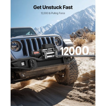 Electric Winch, 12000 lbs Load Capacity, 12V DC Truck Winch with ?0.36 in x 80 ft Steel Rope, Wireless & Wired Remote Control, IP55 Waterproof for Towing SUV Jeep Trailer Boat Off-Road Vehicle