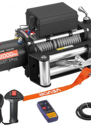 Electric Winch, 12000 lbs Load Capacity, 12V DC Truck Winch with ?0.36 in x 80 ft Steel Rope, Wireless & Wired Remote Control, IP55 Waterproof for Towing SUV Jeep Trailer Boat Off-Road Vehicle
