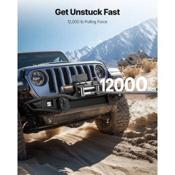 Electric Winch, 12000 lbs Load Capacity, 12V DC Truck Winch with ?7/20 in x 85 ft Steel Rope, Wireless & Wired Remote Control, Suitable for Towing SUV Jeep Trailer Boat Off-Road Vehicle