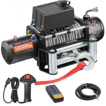 Electric Winch, 12000 lbs Load Capacity, 12V DC Truck Winch with ?7/20 in x 85 ft Steel Rope, Wireless & Wired Remote Control, Suitable for Towing SUV Jeep Trailer Boat Off-Road Vehicle