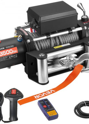 Electric Winch, 13500 lbs Load Capacity, 12V DC Truck Winch with ?3/8 in x 80 ft Steel Rope, Wireless & Wired Remote Control, IP55 Waterproof for Towing SUV Jeep Trailer Boat Off-Road Vehicle