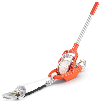 Rope Puller, 6614 lbs Pulling Capacity, Heavy Duty Ratchet Power Puller Tool with 35 ft of 0.3 in Diameter Rope & 2 Hooks, Come Along Winch for Tree Felling, Moving Boats, Road Recovery