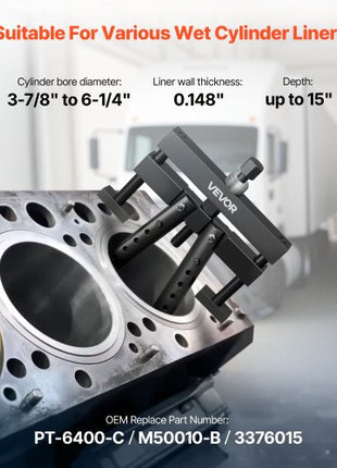 Universal Cylinder Liner Puller Assembly, Used for Mack Cummins Cat on Wet Liner from 3-7/8 in to 6-1/4 in Bore, Diesel Engine Cylinder Liner Removal Tool, Replace PT-6400-C, M50010-B, 3376015