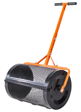 Compost Spreader, 24 in Wide Peat Moss Spreader with T Shaped Handle, 3 Heights Adjustable, Powder-Coated Steel Garden Peat Moss Roller, Heavy Duty Grass Seed Spreaders for Planting Seeding