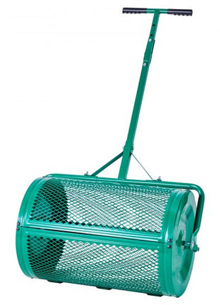 Compost Spreader, 24 in Wide Peat Moss Spreader with Push/Tow Handle, 4 Heights Adjustable, Powder-Coated Steel Garden Peat Moss Roller, Heavy Duty Grass Seed Spreaders for Planting Seeding