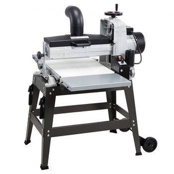 16" Drum Sander with Stand & Extension Tables, 1.5HP 1720RPM Dual Motor Drum Sander for Woodworking - Variable Speed Conveyor Belt, 4" Dust Collection Port for Cabinet & Furniture Finishing