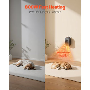 Dog House Heater, 800W Pet Heater House with Overheat Protection, Adjustable Temperature & 24H Timer, Portable Electric Warmer with Anti-Bite Metal Material, Lightweight Chicken Coops Heated