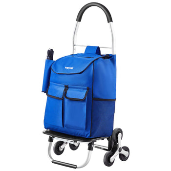 Stair Climber Trolley Dolly, 36L Folding Shopping Cart, Grocery Cart Trolley Laundry Stair Climbing Handcart with 6 Wheels & Oxford Cloth Bag, Foldable Cart for Shopping Grocery Laundry Climbing