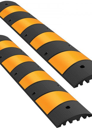 2pcs 6 Feet Rubber Speed Bump Driveway Modular Heavy Duty Speed Bumps 72.4 x 12 x 2.4 Inch Cable Protector Ramp for Garage Gravel Roads Asphalt Concrete