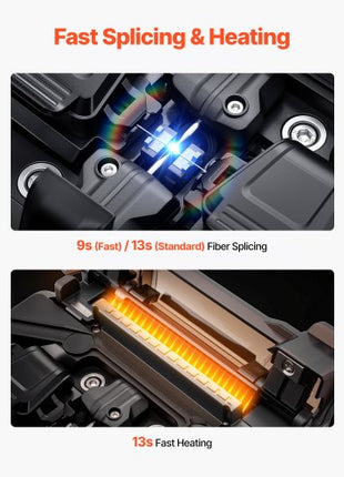 Fiber Fusion Splicer 6 Motors, Core & Clad Alignment Fibers Optic Splicer with 6s Fast Splicing and 13s Heating, 5" Touch Screen, 3 in 1 Fiber Holder, 7800mAh Battery for SM MM DS NZDS Fibers