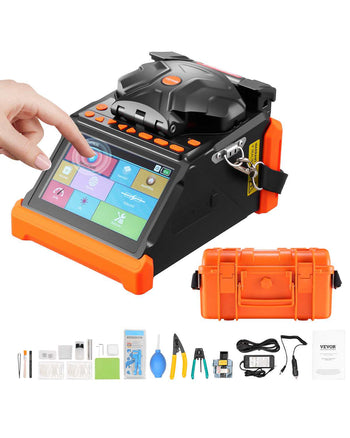 Fiber Fusion Splicer 6 Motors, Core & Clad Alignment Fibers Optic Splicer with 6s Fast Splicing and 13s Heating, 5" Touch Screen, 3 in 1 Fiber Holder, 7800mAh Battery for SM MM DS NZDS Fibers