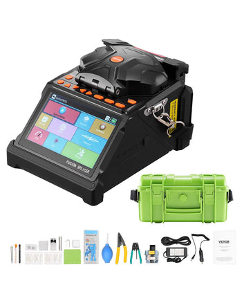Fiber Fusion Splicer 6 Motors, Core & Clad Alignment Fibers Optic Splicer with 6s Fast Splicing and 13s Heating, 5" LCD Screen, 3 in 1 Fiber Holder, 7800mAh Battery for SM MM DS NZDS Fibers
