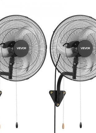 Wall Mount Fan, 18 in Wall Mounted Hanging Fan Oscillating, 3-Speed, Long Airflow Distance, Adjustable Rotation Angle, Mechanical Powerful for Industry, Commercial, Garage, Workshop, Gym, 2 Pack