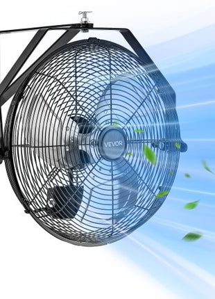 14 Inch Industrial Wall Mount Fan, High Velocity 2473 CFM Outdoor Fan with 3 Speeds, Waterproof IP44 Garage Wall Fan with Aluminum Blades for Workshop, Warehouse, Greenhouse