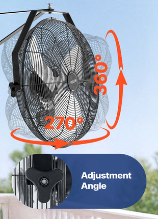 18 Inch Industrial Wall Mount Fan, High Velocity 4000 CFM Indoor Fan with 3 Speeds,  Powerful Motor Garage Wall Fan with Aluminum Blades for Workshop, Warehouse, Greenhouse, Commercial
