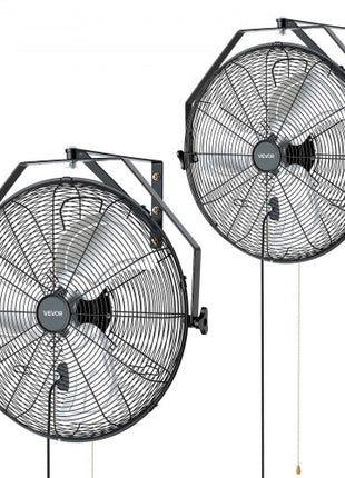 Wall Mount Fan, 20 in Wall Mounted Hanging Fan, 3-Speed, Long Airflow Distance, Adjustable Rotation Angle, Mechanical Control, Powerful for Industry, Commercial, Garage, Workshop, Gym, 2 Pack