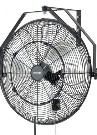 Wall Mount Fan, 20 in Wall Mounted Hanging Fan with Mist, IP44-rated Protection, 3-Speed, Long Airflow Distance, Adjustable Rotation Angle, Powerful for Industry, Commercial, Garage, Workshop