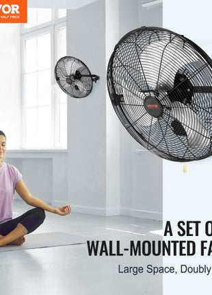 Wall Mount Fan, 2 PCS 18 inch Waterproof, 3-speed High Velocity Max. 4000 CFM Industrial Wall Fan for Indoor, Commercial, Residential, Warehouse, Greenhouse, Workshop, Basement, Garage,Black