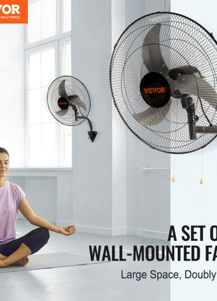 Wall Mount Fan, 2 PCS 20 inch Oscillating, 3-speed High Velocity Max. 4000 CFM Industrial Wall Fan for Indoor, Commercial, Residential, Warehouse, Greenhouse, Workshop, Basement, Garage,Black