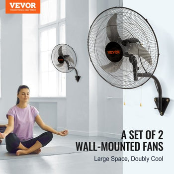Wall Mount Fan, 2 PCS 20 inch Oscillating, 3-speed High Velocity Max. 4000 CFM Industrial Wall Fan for Indoor, Commercial, Residential, Warehouse, Greenhouse, Workshop, Basement, Garage,Black