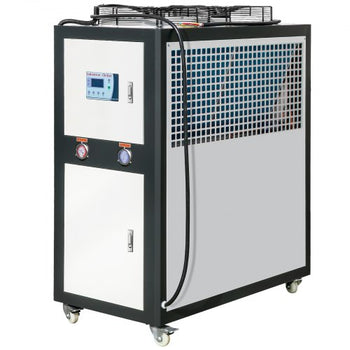 Industrial Water Chiller, 6HP 16 Gal Air-Cooled Industrial Water Chiller, 15,100 Kcal/h Cooling Capacity with Finned Condenser Micro-Computer Control 60L Water Tank, for Cooling Water