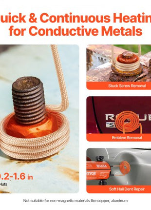 Magnetic Induction Heater Kit, 1000w 110V Portable Hand-held Induction Heater with 10PCS Induction Coils, Flameless Induction Heater Bolt Remover with Case, Fit for Removing Rusty Bolts & Nuts