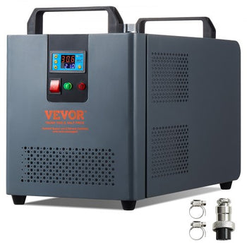 Industrial Water Chiller, KH-6000, 200W Industrial Water Cooler Cooling System with Compressor 12 L Water Tank Capacity 7.8 L/min Max Flow Rate, for CO2 Laser Engraving Machine Cooling Machine