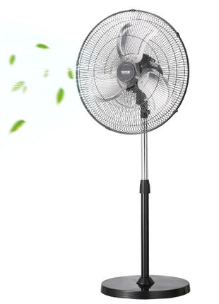 Industrial Pedestal Fan, 18 Inch 90-Degree Oscillating Fan, Height Adjustable Standing Fans with 3 Adjustable Speeds, High Power Fans for Warehouse,Garage,Commercial,Residential, Black