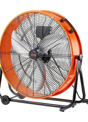Drum Fan, 24 Inch High Velocity Industrial Shop Fan, Heavy Duty Commercial Use 3-Speed 8600CFM, 360°Adjustable Tilting,0-2h Timer Industrial Floor Fan for Warehouse,Workshop,Factory, Basement