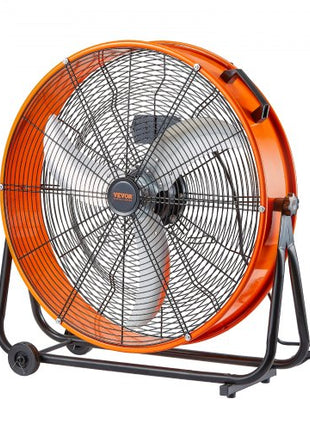 Drum Fan, 24 Inch High Velocity Industrial Shop Fan, Heavy Duty Commercial Use 3-Speed 8600CFM, 360°Adjustable Tilting Industrial Floor Fan for Warehouse,Workshop,Factory, Basement