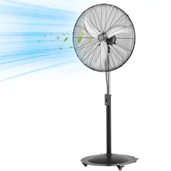 30-Inch High Velocity Pedestal Fan, 9100 CFM Industrial Standing Floor Fan with 85° Oscillating, 3-Speed Adjustable Height, IP44 Waterproof, Carbon Steel for Commercial, Garage, Workshop, Black