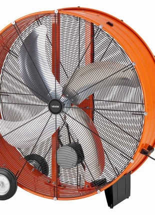 Industrial Shop Fan, 42 Inch Floor Drum Fan, High Velocity 16100 CFM, Heavy Duty Aluminum Blades, 2 Speeds, with Handle, Ideal for Commercial, Garage, Warehouse, Basement, Workshop, Factory
