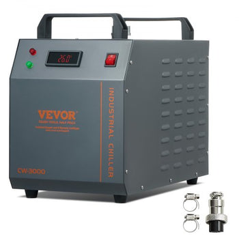 Industrial Water Chiller, CW-3000, 80W Air-Cooled Industrial Water Cooler Cooling System with 12 L Water Tank Capacity 12 L/min Maximum Flow Rate, for Laser Engraving Machine Cooling Machine