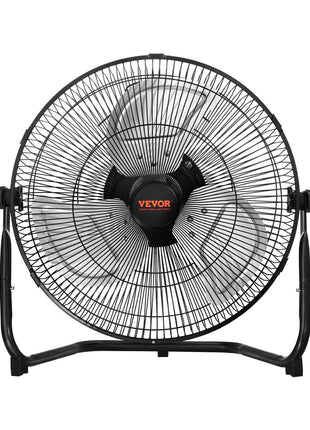 Floor Fan, 3 Speeds High Velocity Heavy Duty 14 Inch Industrial Fan, 2560 CFM 360° Adjustable Tilt 19.69 ft/sec Airflow Large Metal Fan, for Home, Gym, Office, Garage, Commercial Shop & Bedroom