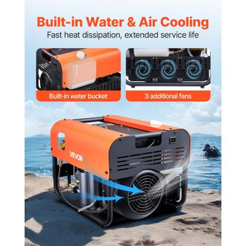 PCP Air Compressor, 4500PSI/30Mpa Diving Scuba Tank Air Compressor, Double Cylinder Auto-Stop PCP Diving Compressor with Built-in Water & Fan Cooling System for Paintball, Air Rifle, Scuba Tanks
