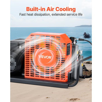 PCP Air Compressor, 4500PSI/30Mpa Diving Scuba Tank Air Compressor, 60 L/min Four-Cylinder Auto Stop PCP Rifle Compressor Pump with Fan Cooling System for Scuba Tanks, Paintball, Firefighting