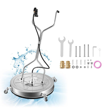 30 in Pressure Washer Surface Cleaner, Raised Handle, Stainless Steel, Power Washer Attachment with Wheels for Concrete, Patio, Sidewalk, Deck, Driveway, Floor, 4000 Max PSI, 3/8 Quick Connector