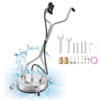16.5" Pressure Washer Surface Cleaner, Raised Handle, Stainless Steel, Power Washer Attachment with Wheels for Concrete, Patio, Sidewalk, Deck, Driveway, Floor, 4000 Max PSI, 3/8 Quick Connector