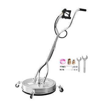 22" Pressure Washer Surface Cleaner, Stainless Steel Pressure Washer Attachments with 4 Wheels, 4500 Max PSI, 3/8 Quick Connector, 2 Spray Nozzles, Dual Handle, for Concrete, Patio, Sidewalk