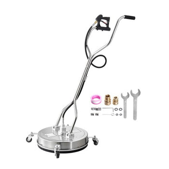 21" Pressure Washer Surface Cleaner, Stainless Steel Pressure Washer Attachments with 4 Wheels, 4500 Max PSI, 3/8 Quick Connector, 2 Spray Nozzles, Dual Handle, for Concrete, Patio, Sidewalk