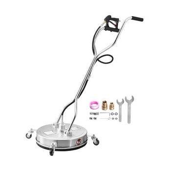 20" Pressure Washer Surface Cleaner, Stainless Steel Pressure Washer Attachments with 4 Wheels, 4000 Max PSI, 3/8 Quick Connector, 2 Spray Nozzles, Dual Handle, for Concrete, Patio, Sidewalk