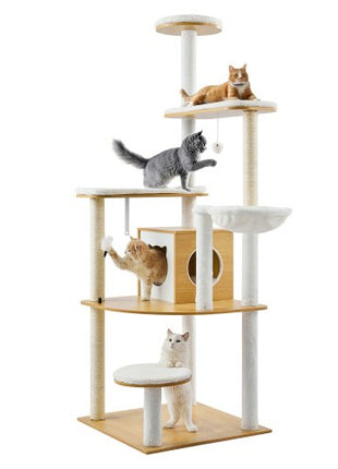 Large Cat Tree, 68.9 inches Tall, Cat Tower, Multi-level Cat Condo Furniture Activity Center with Cozy Perches, Sisal Scratching Posts, Hammock, Big Kittens House for Indoor Cats Play & Rest