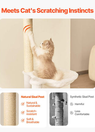 Large Cat Tree, 68.9 inches Tall, Cat Tower, Multi-level Cat Condo Furniture Activity Center with Cozy Perches, Sisal Scratching Posts, Hammock, Big Kittens House for Indoor Cats Play & Rest