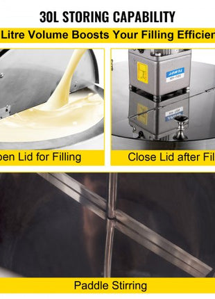 Heating Mixing Filling Machine, 30L/7.9 Gal Lipstick Filling Machine, 35W Lipstick Filler, Heating and Stirring Filling Machine with Stirrer for Cosmetics, Drink, Lipstick, Wax and Nail Polish